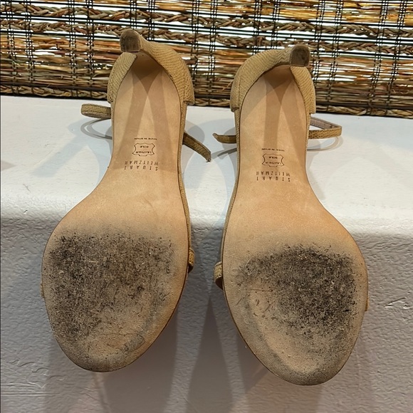 Stuart Weitzman Nudist Cream Heels with Stiletto Design and Ankle Strap - Picture 3 of 8